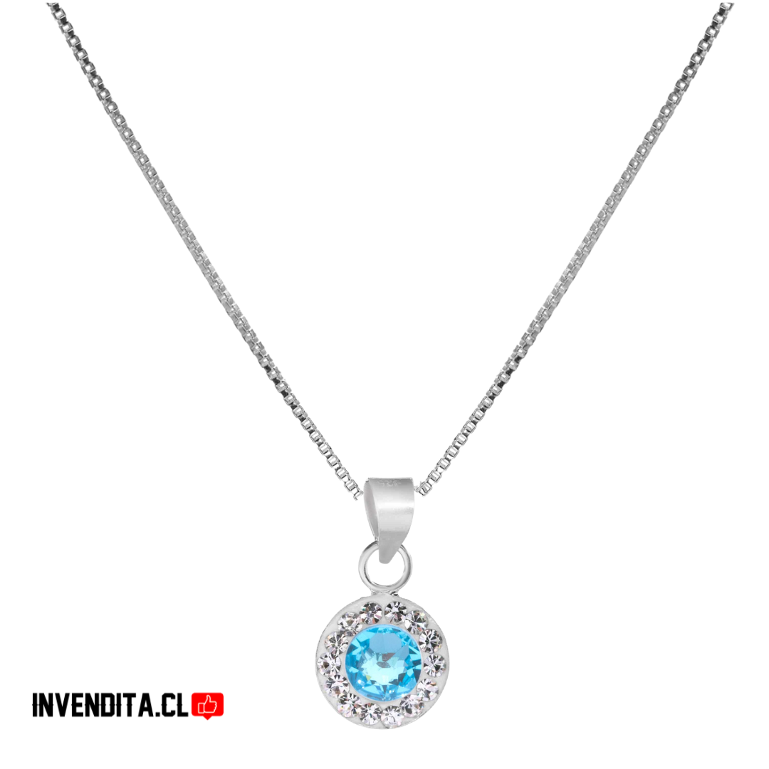 Collar de plata 925 strass con circón celeste
