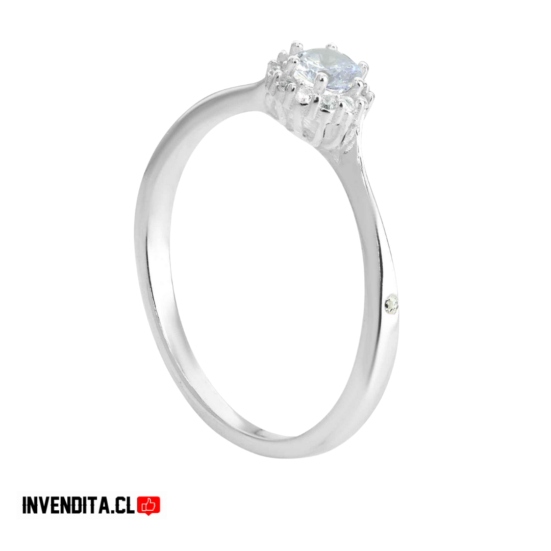Anillo de plata 925 estilo capullo con circón