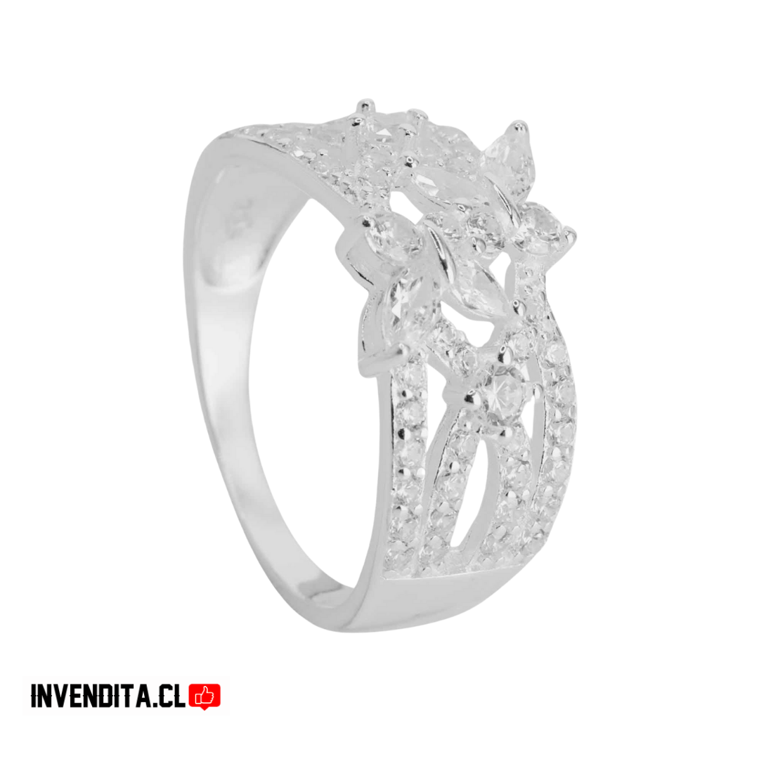 Anillo de plata 925 diseño mariposas con serie de circones