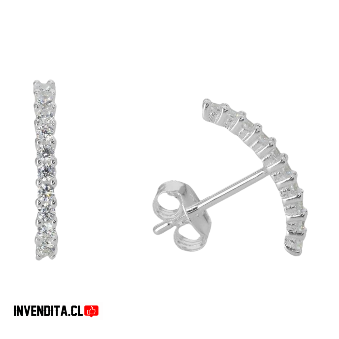 Aros de plata diseño arqueado con circones