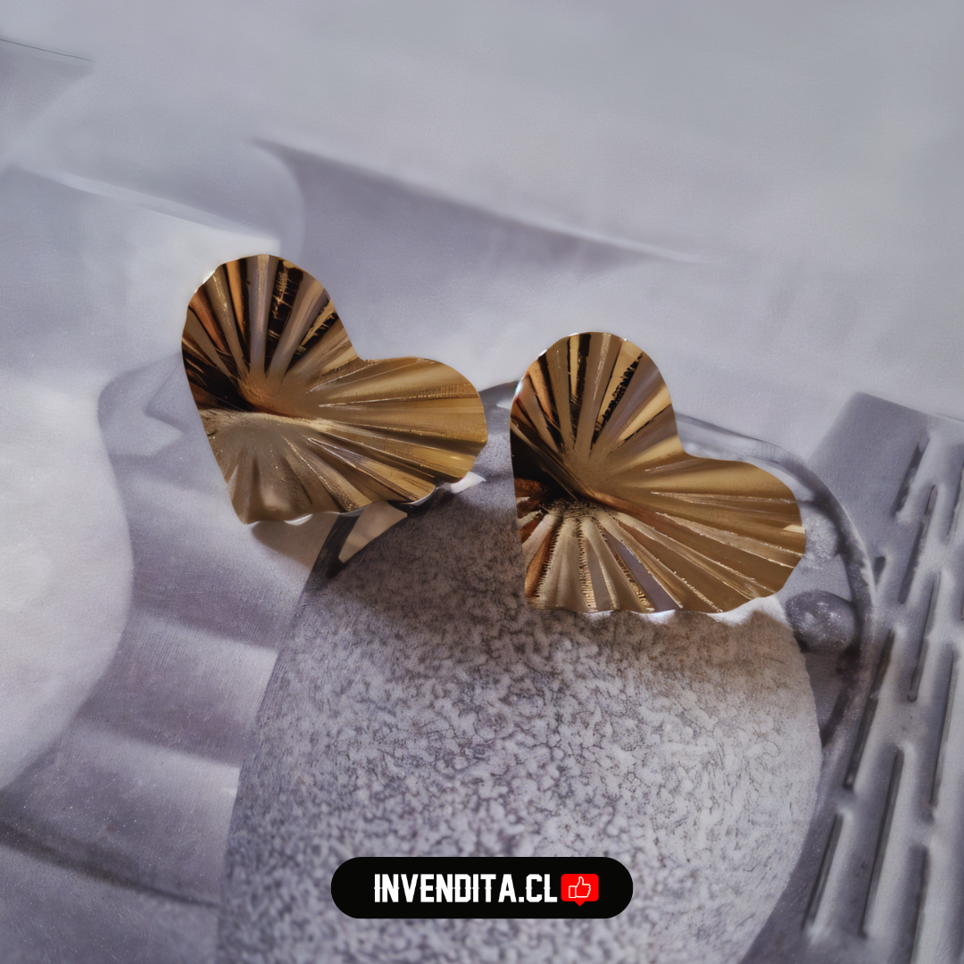 Aros enchapados en oro corazones biselados