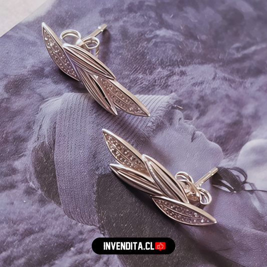 Aros de plata 925 hojas con circones