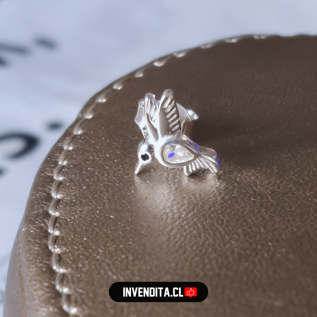 Aros de plata 925 colibrí volador con circón