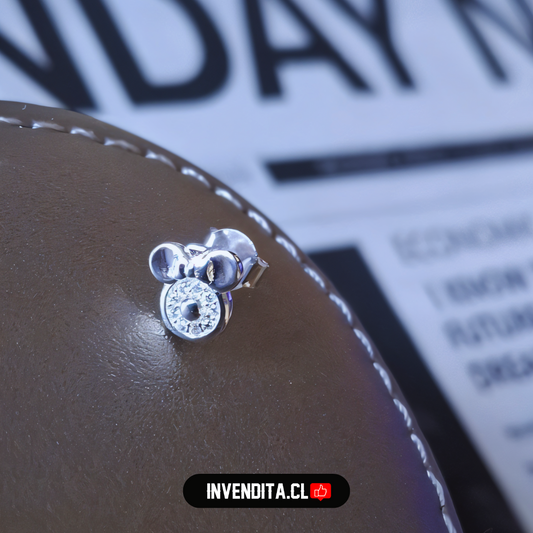 Aros de plata 925 diseño Minnie Mouse con circones