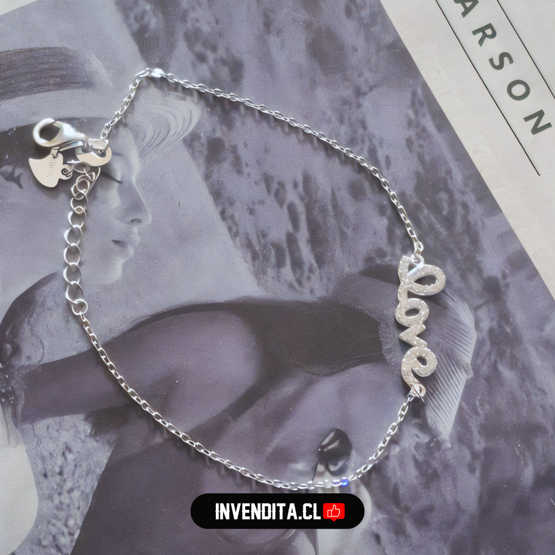 Pulsera de plata 925 palabra LOVE con circones