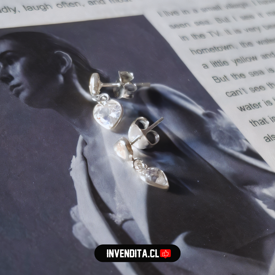 Aros de Plata 925 dos corazones colgando