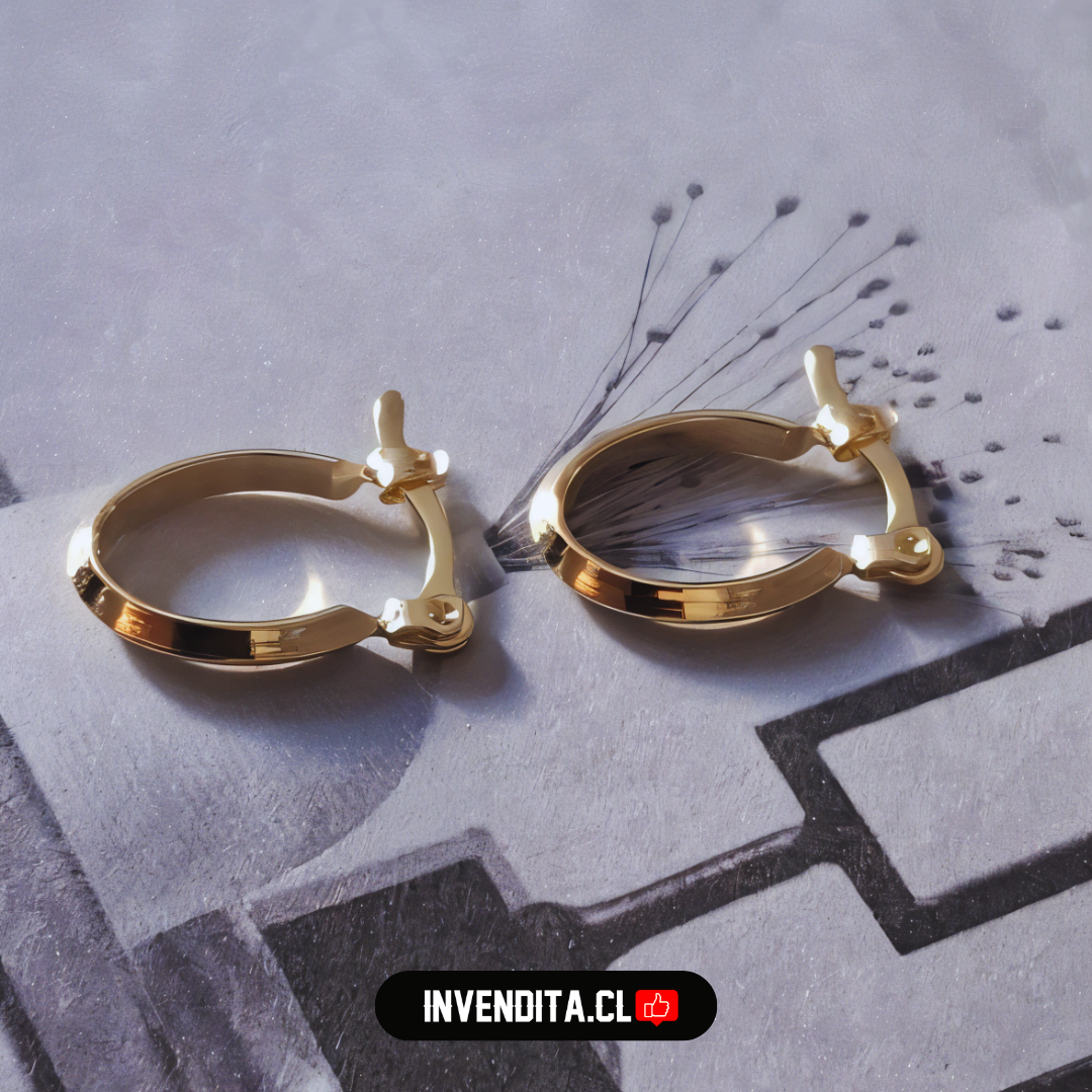 Aros enchapados en oro argollas con broche criollo