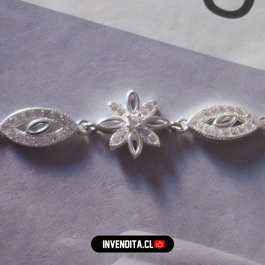 Pulsera de plata 925 flor con circones y ojos turcos