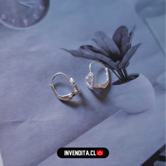 Aros de plata 925 gancho catalán con figuras de corazón