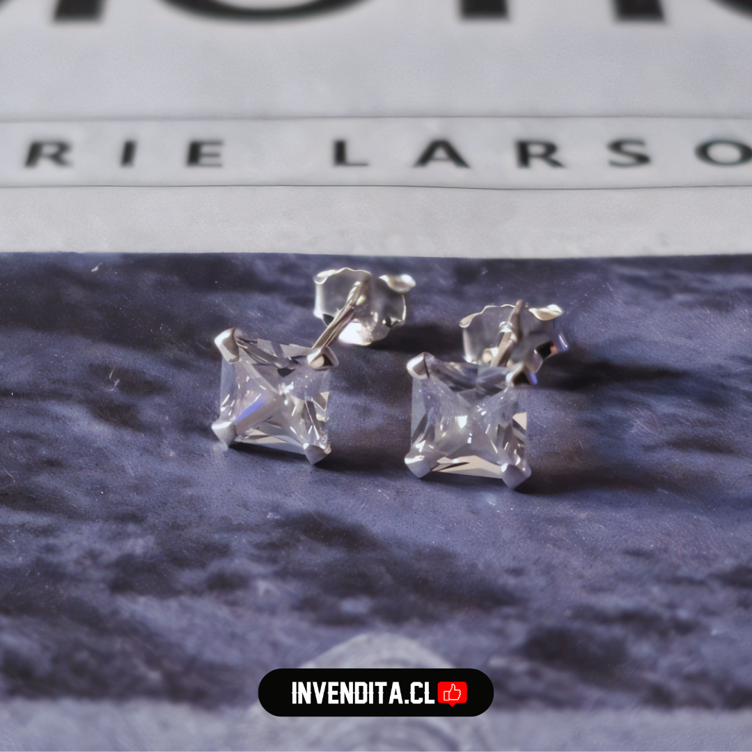 Aros de plata 925 circón cuadrado