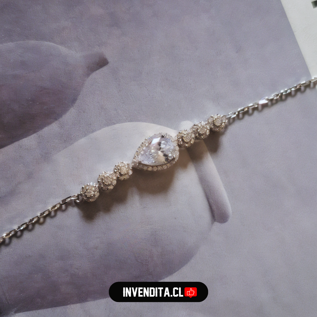 Pulsera de plata 925 circones con gota transparente