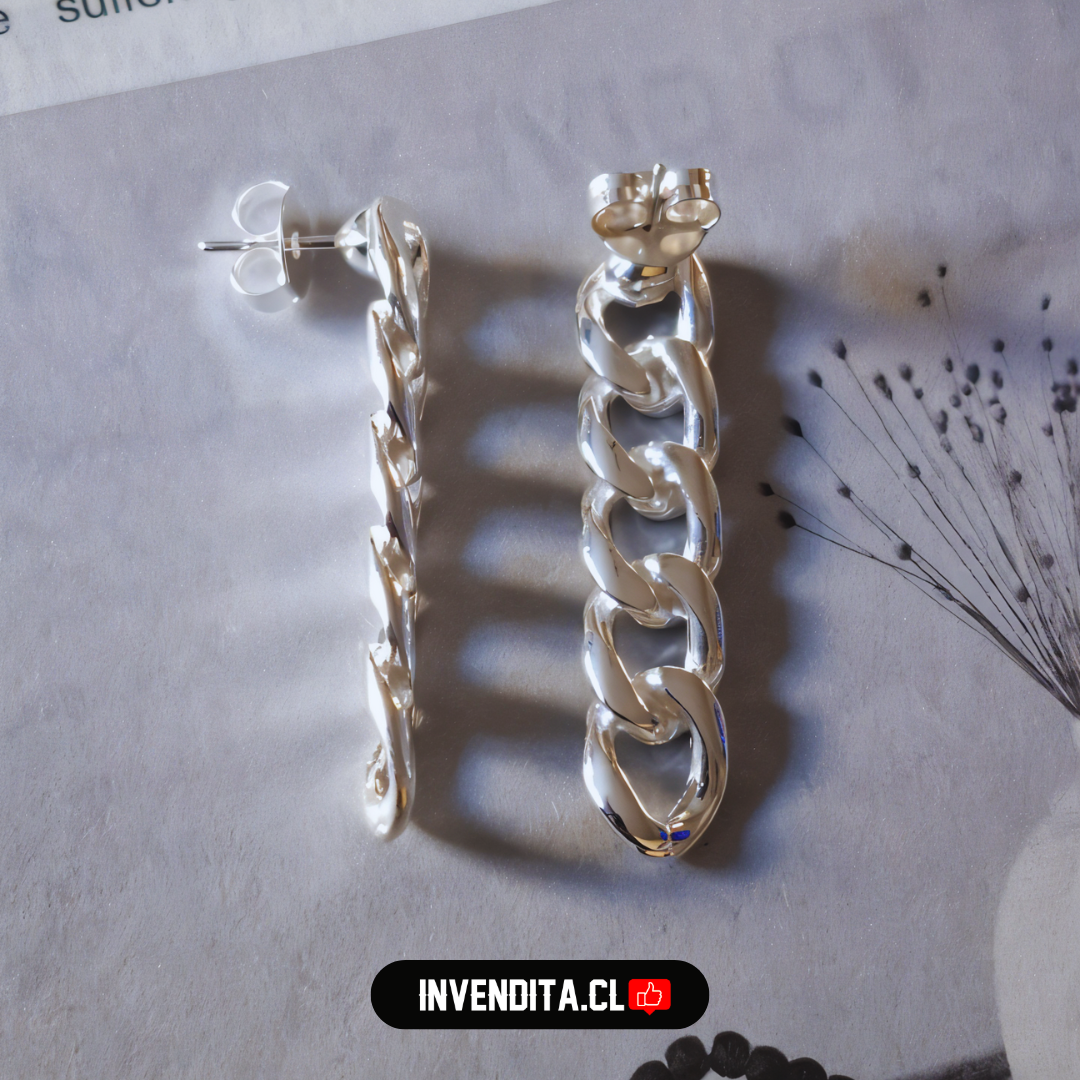 Aros enchapados en plata diseño cadena groumet