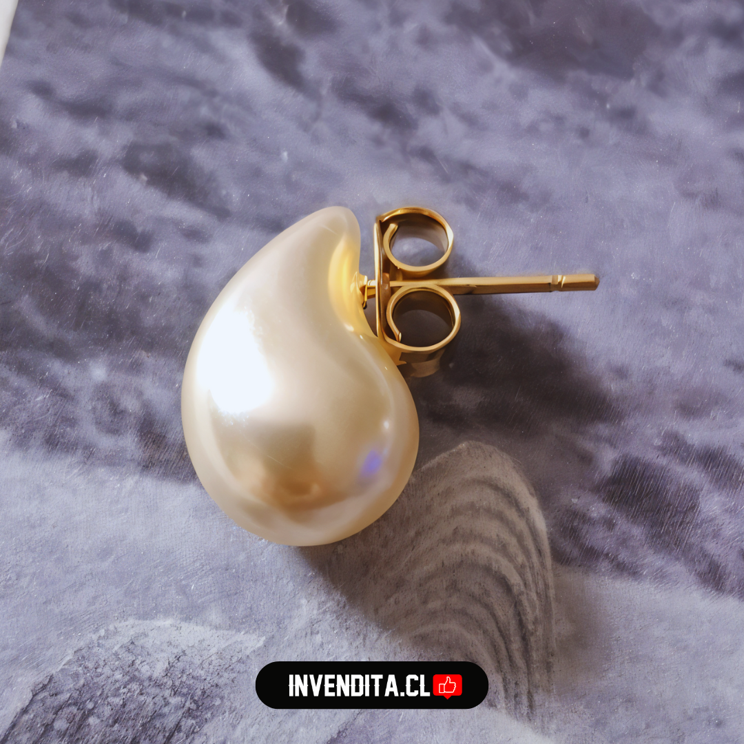 Aros enchapados en oro gota de perla de imitación
