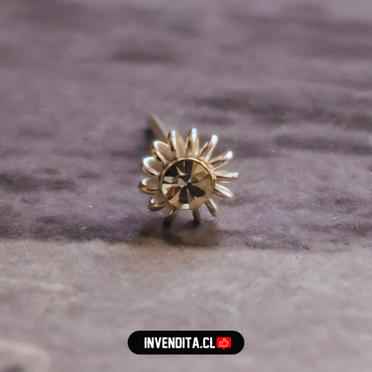 Aros de plata 925 piercing flor pétalo con circón