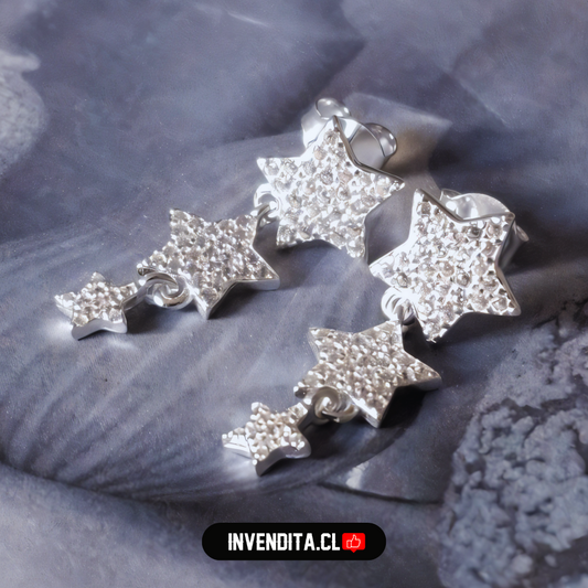 Aros de plata 925 serie estrellas con circones