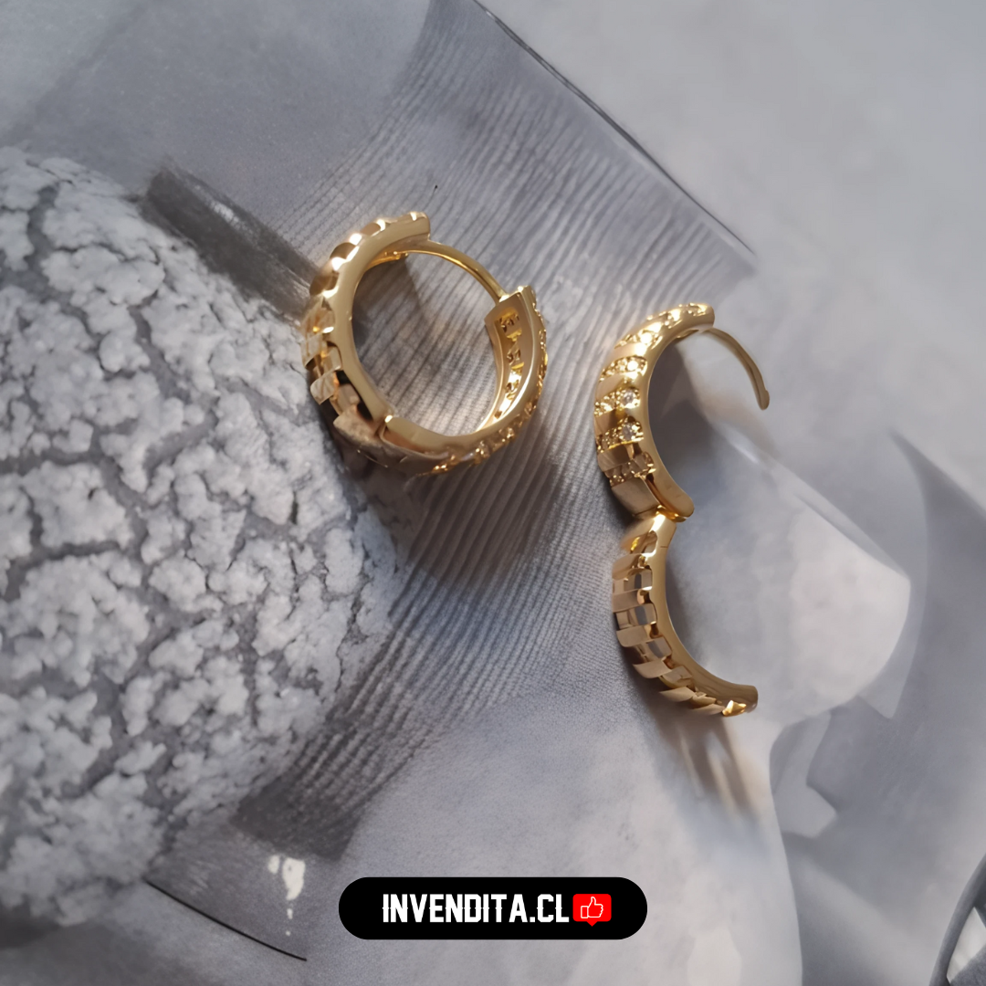 Aros enchapados en oro argollas y bordes con circones