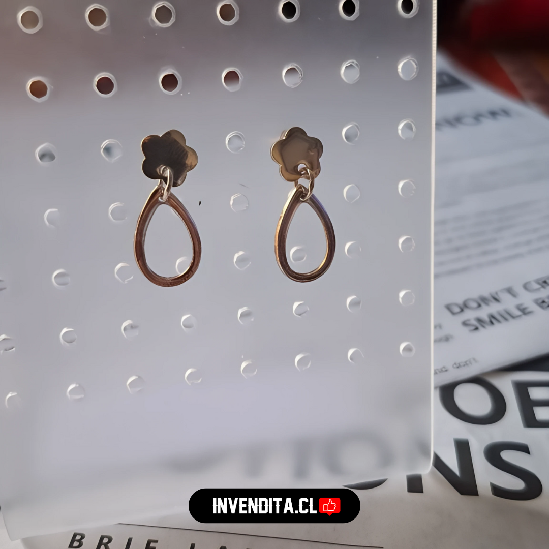 Aros de plata 925 diseño de flor con hoja unida