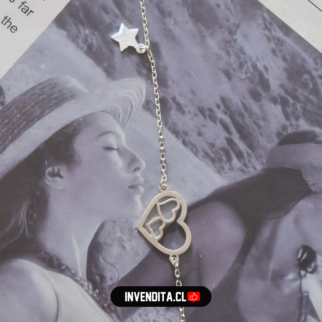 Pulsera de plata 925 figura de corazones