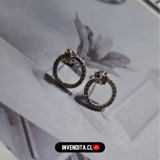 Aros de plata 925 estilo arete circular con circones