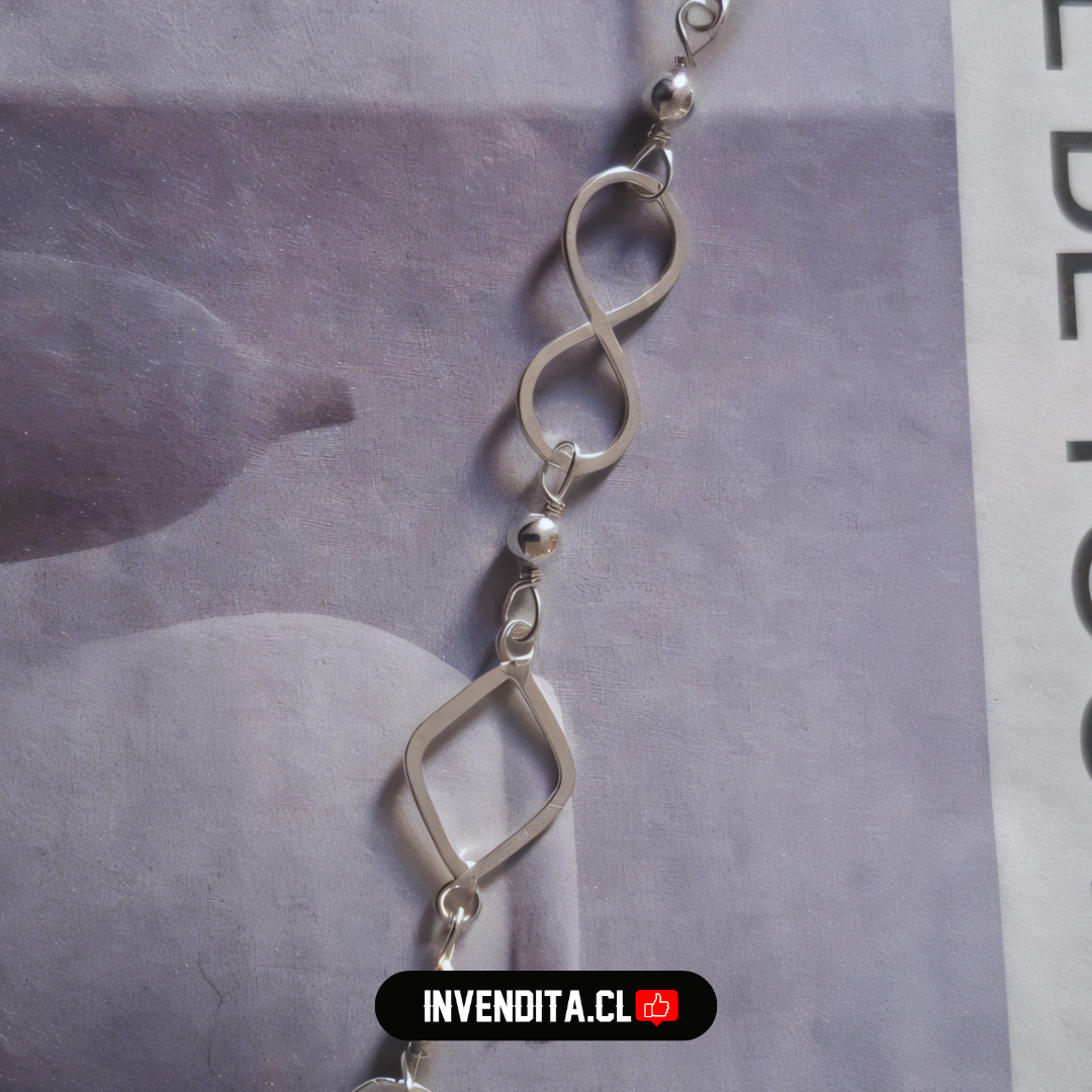 Pulsera de plata 925 diseño infinito unido a cuadrados