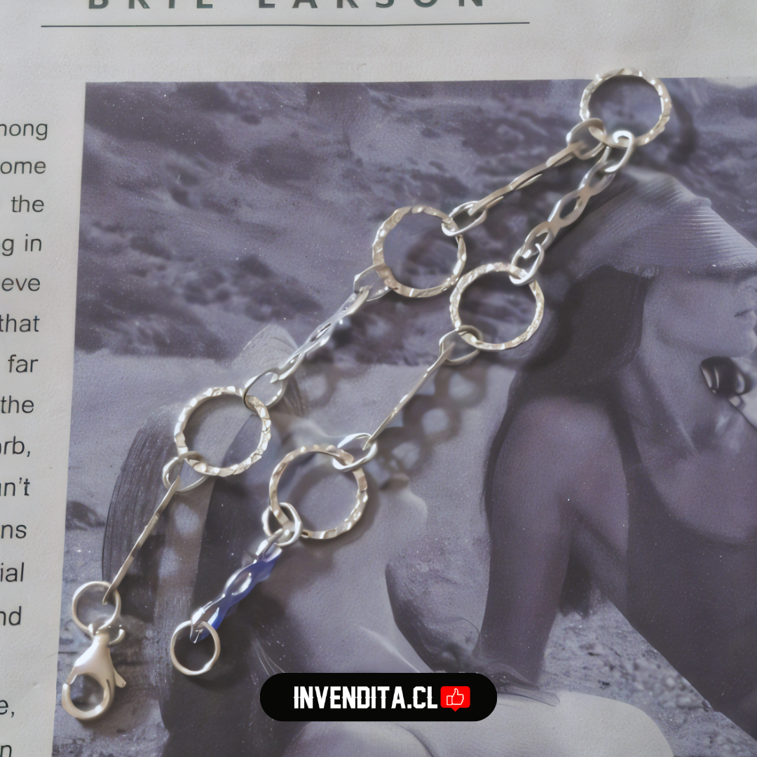 Pulsera de plata 925 circulos unidos con cadenas