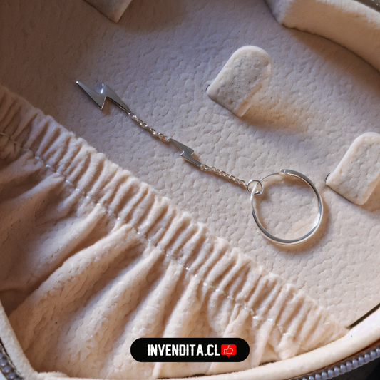 Aros de plata 925 argollas con cadena y rayos