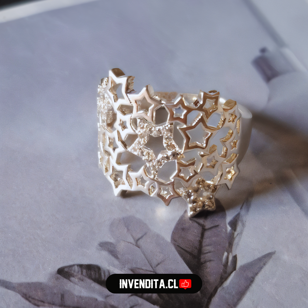 Anillo enchapado en plata lluvia de estrellas
