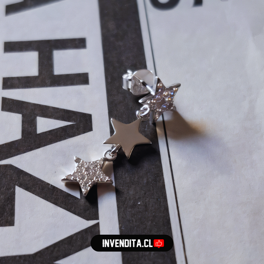 Aros de plata 925 serie de estrellas con circones y lisas