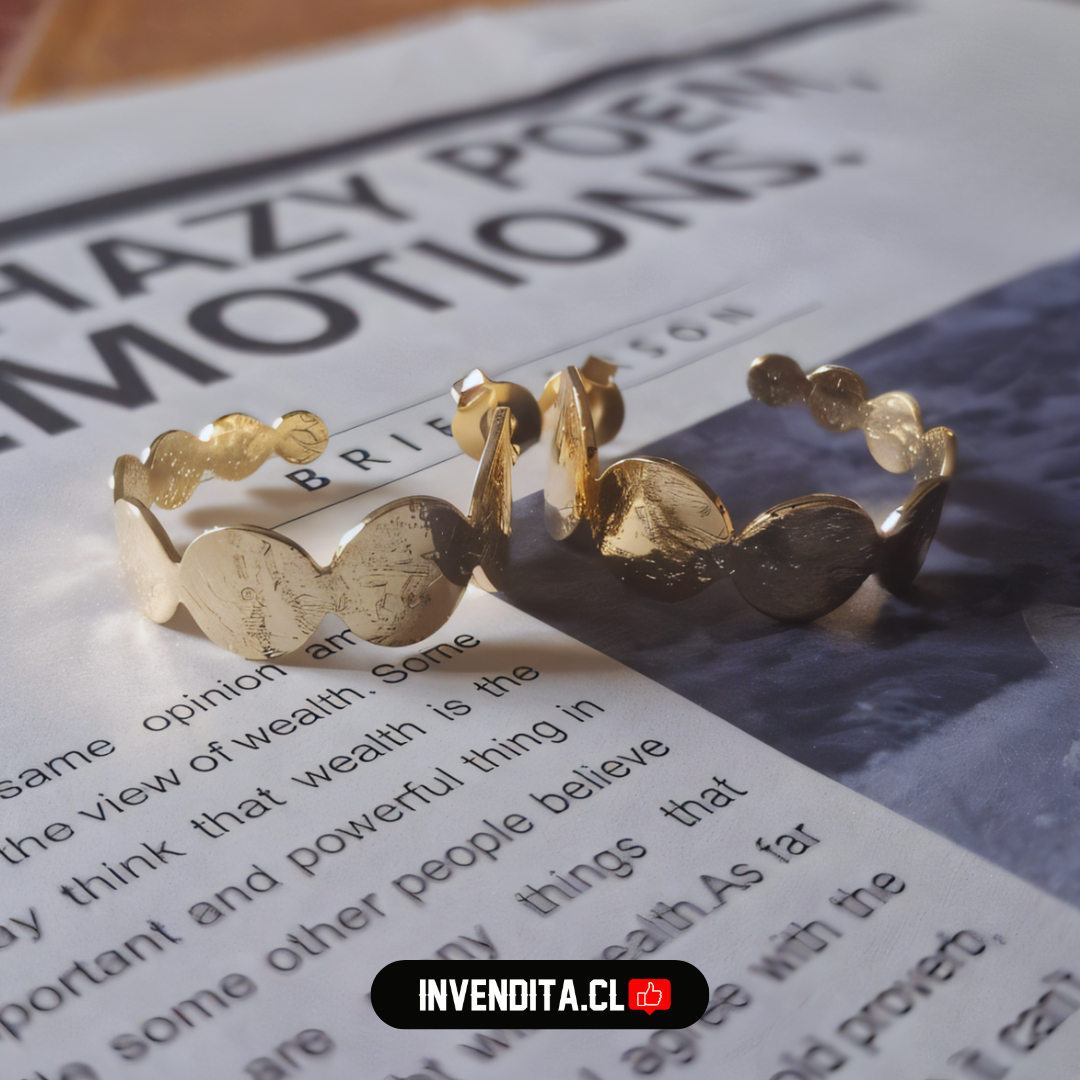 Aros enchapados en oro argollas diseño placas texturizadas