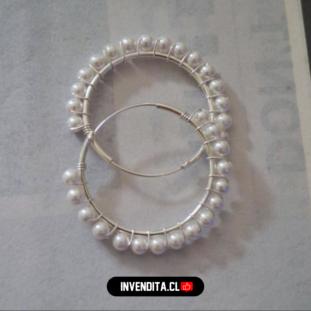 Aros de plata 925 argollas con perlitas
