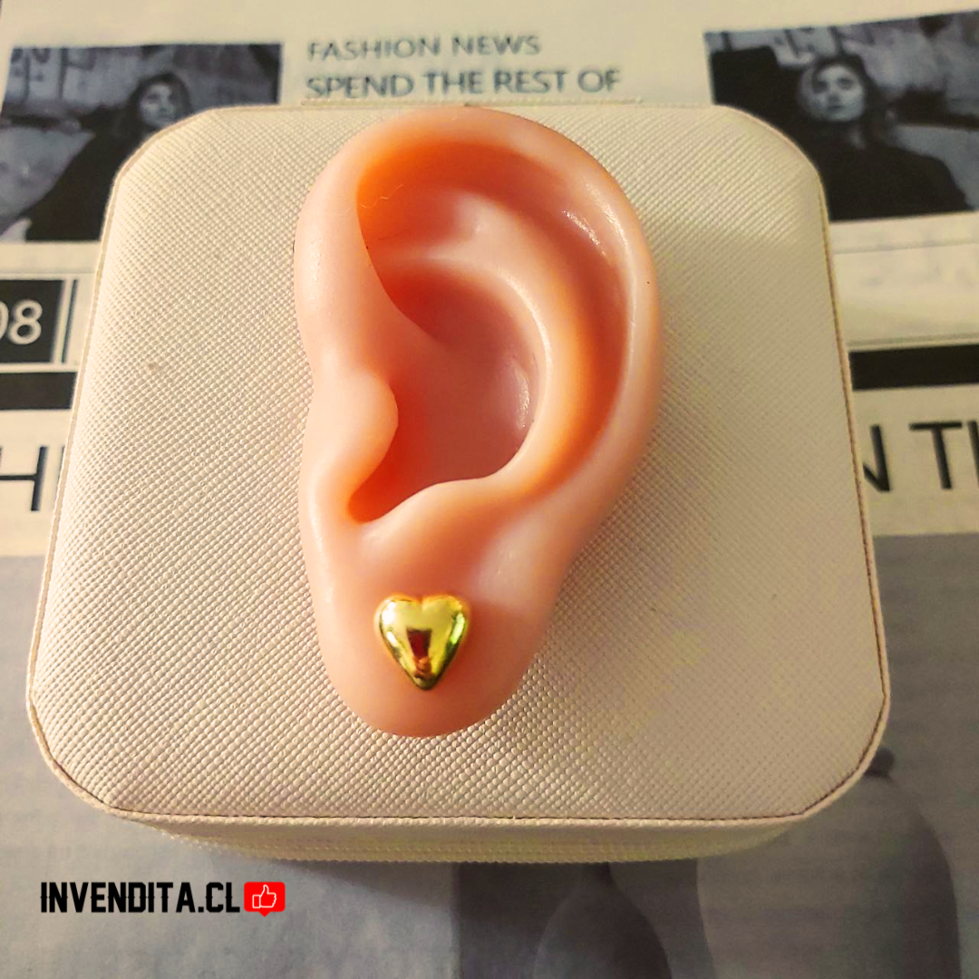 Aros enchapados en oro diseño corazón liso