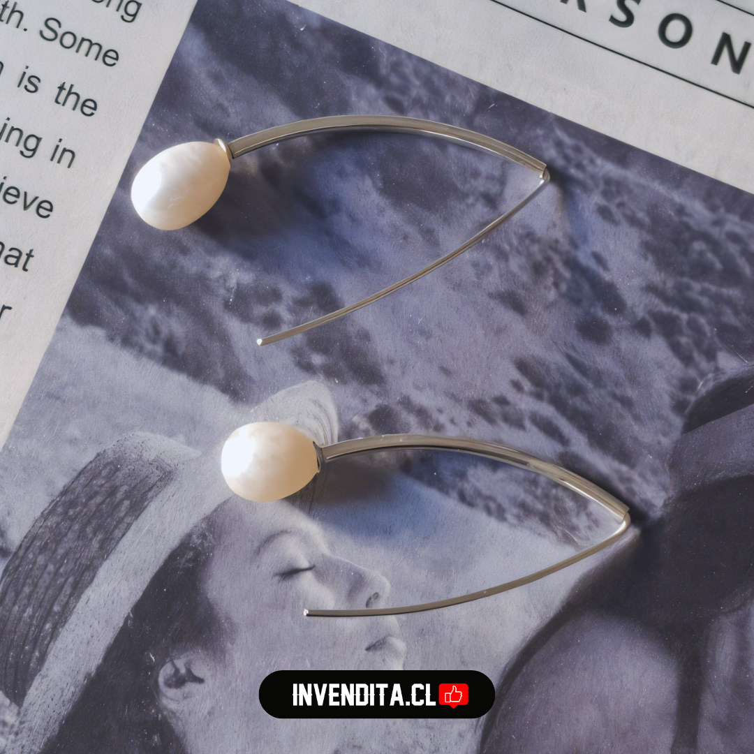 Aros de plata 925 estilo varita con perla