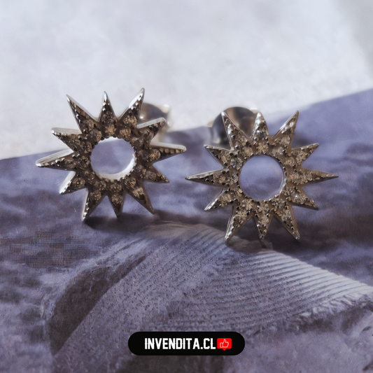 Aros de plata 925 sol con circones