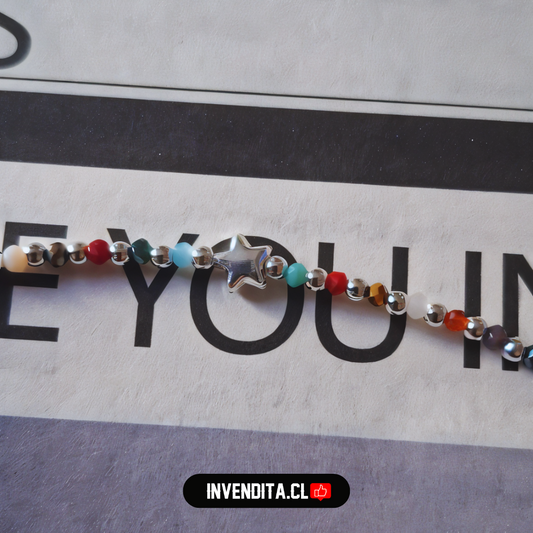 Pulsera de plata 925 esferas lisas combinadas con piedras Ágata