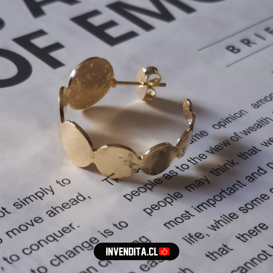 Aros enchapados en oro argollas diseño placas texturizadas
