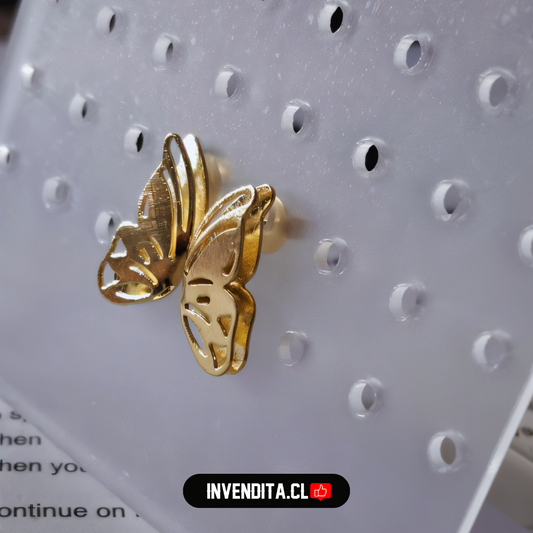 Aros enchapados en oro alas de mariposa