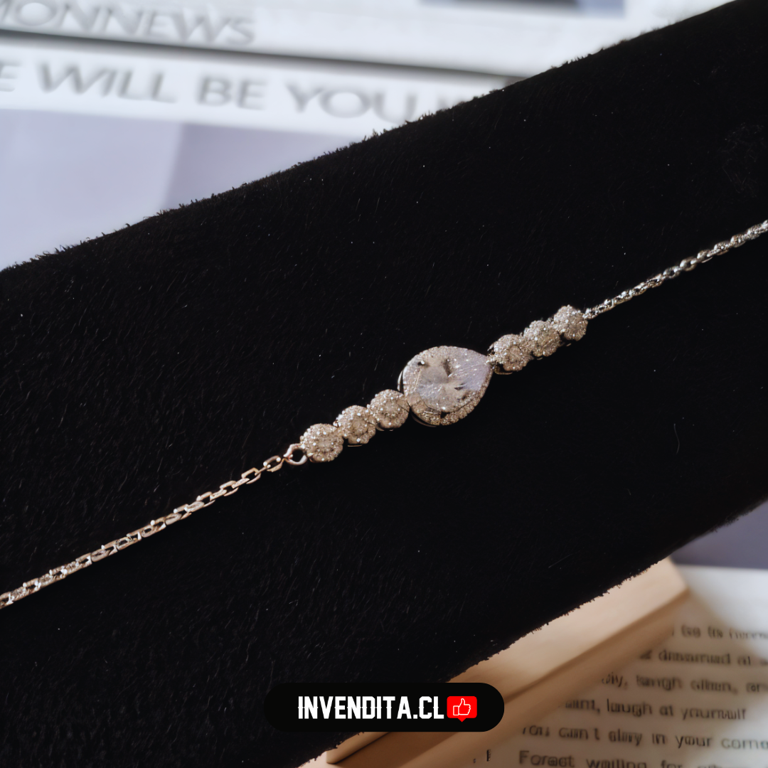 Pulsera de plata 925 circones con gota transparente