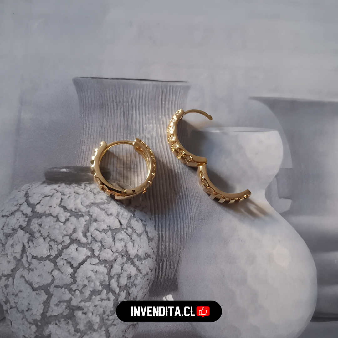 Aros enchapados en oro argollas y bordes con circones