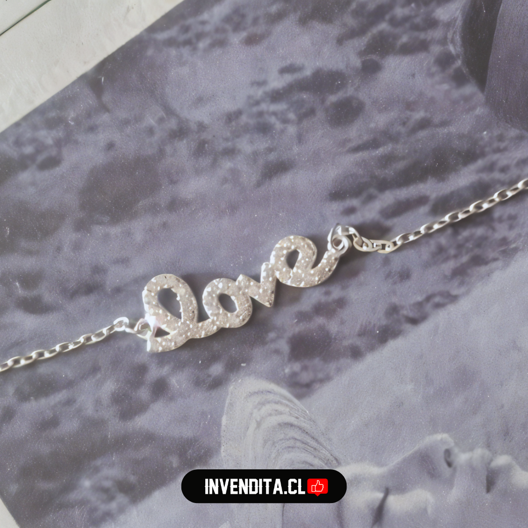 Pulsera de plata 925 palabra LOVE con circones