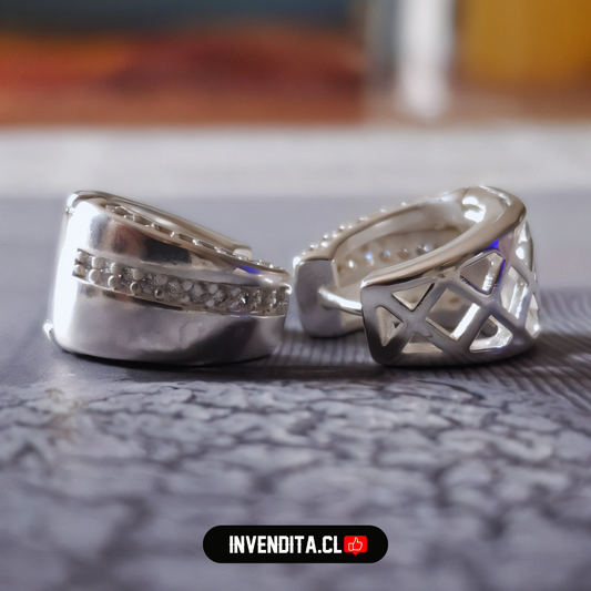 Aros enchapados en plata argollas gruesas con hilera de circones