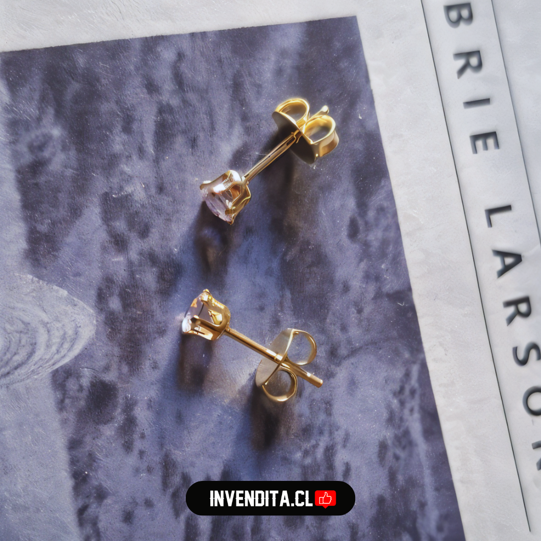 Aros enchapados en oro circones rosas