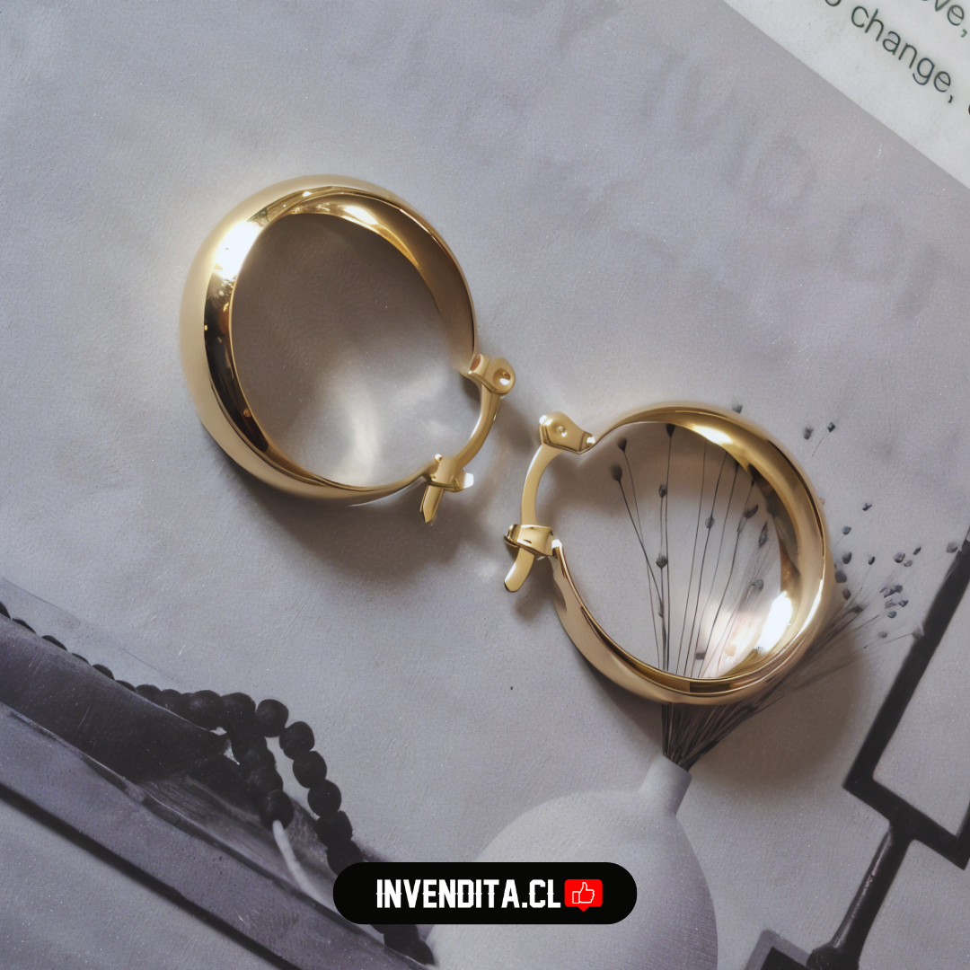 Aros enchapados en oro argollas con broche criollo grandes