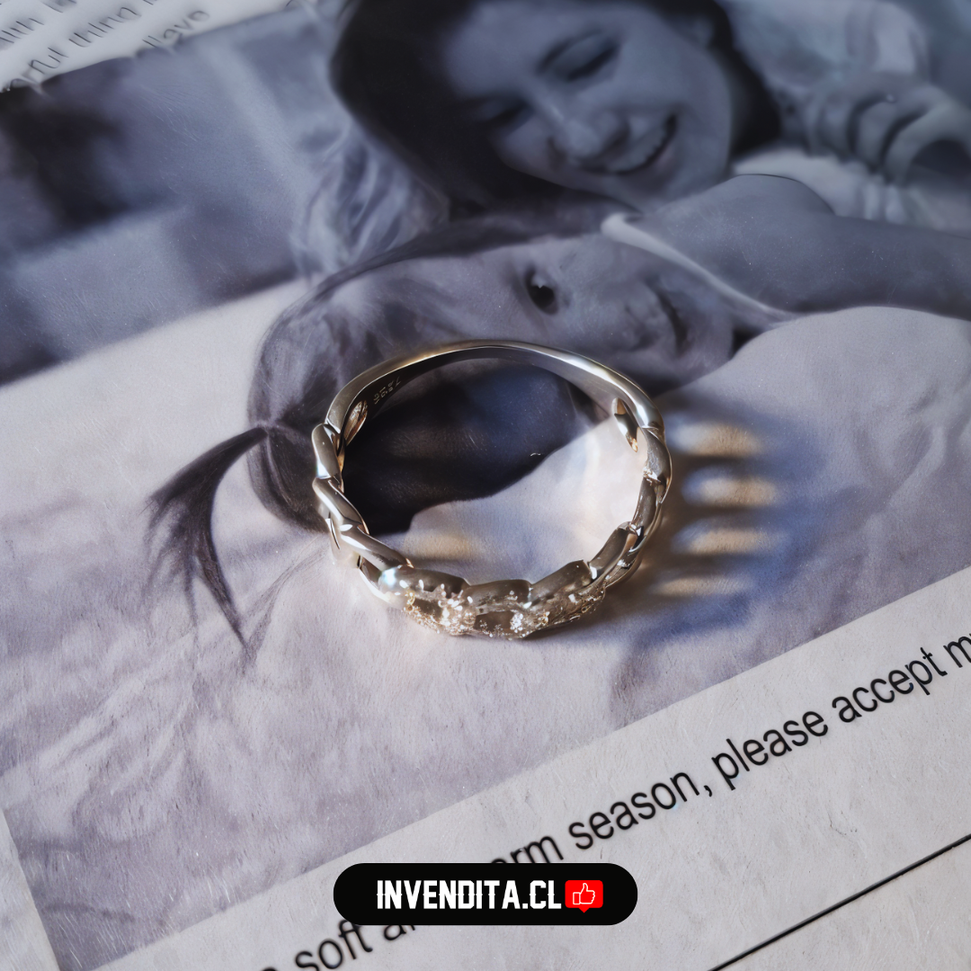 Anillo de plata 925 estilo cadena con microcircones