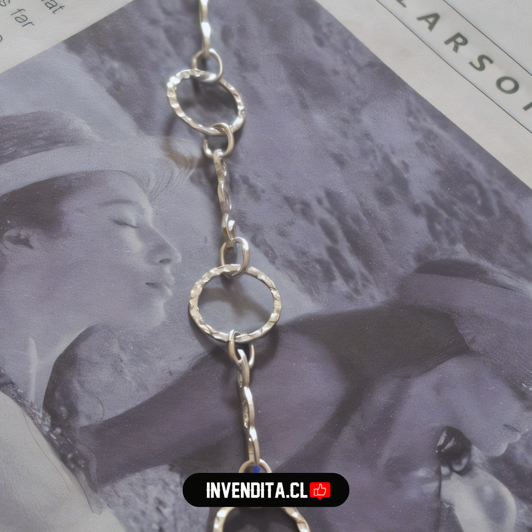 Pulsera de plata 925 circulos unidos con cadenas