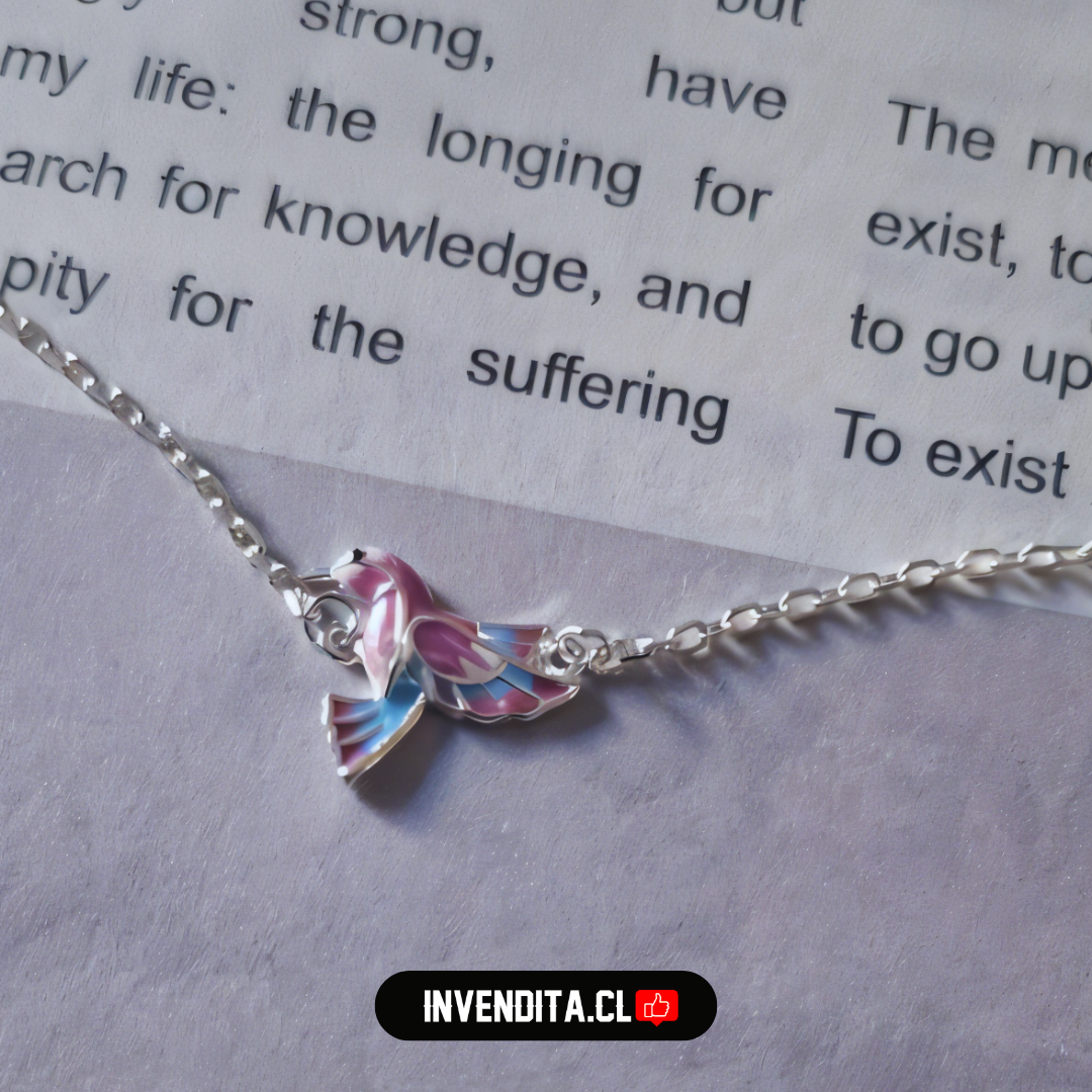 Pulsera de plata 925 colibrí esmaltado dos colores