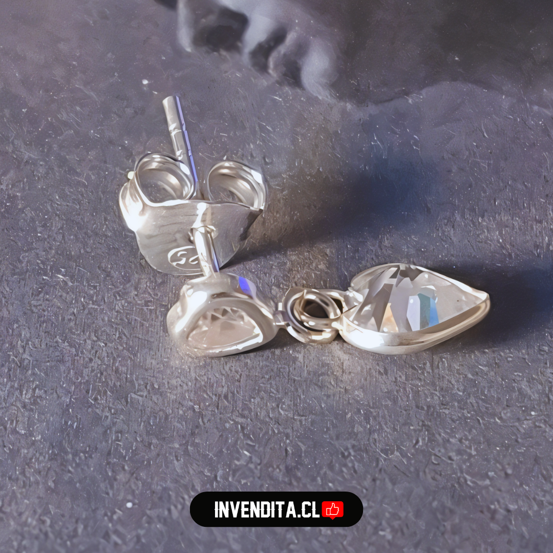 Aros de Plata 925 dos corazones colgando