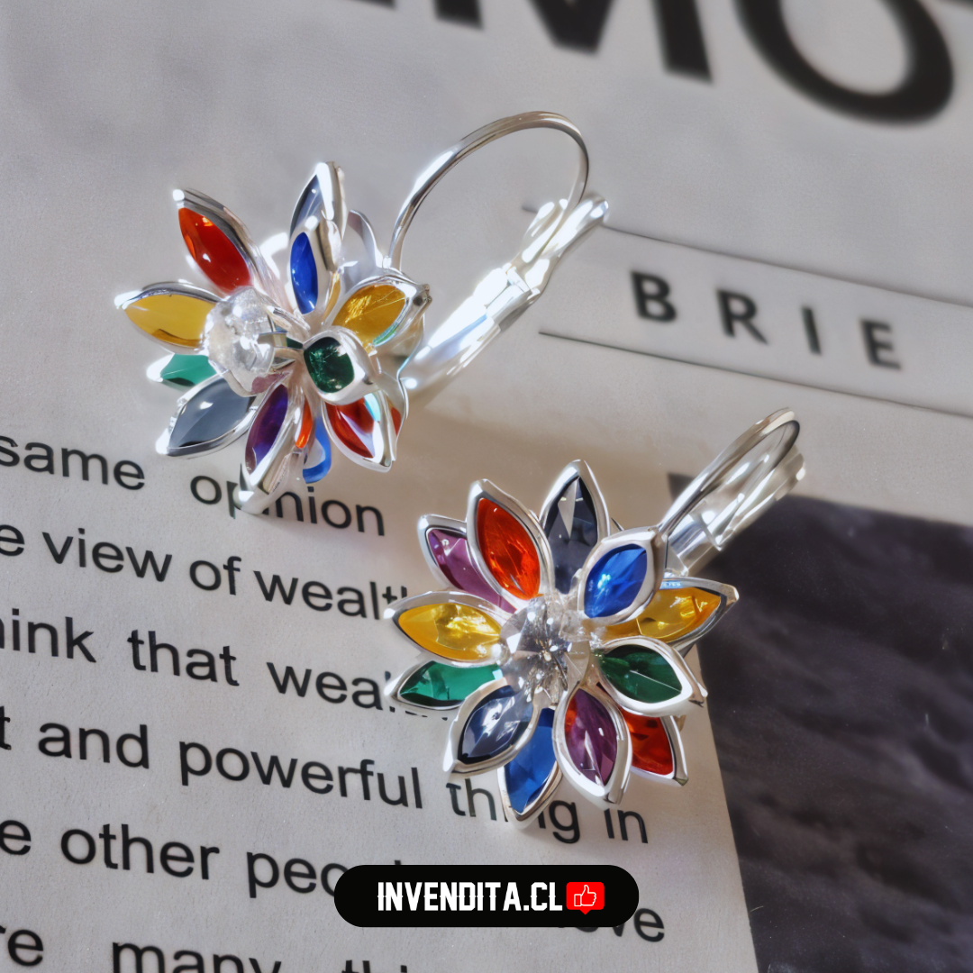Aros enchapados en plata diseño flor de circones con gancho catalán