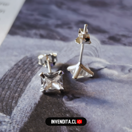 Aros de plata 925 circón cuadrado