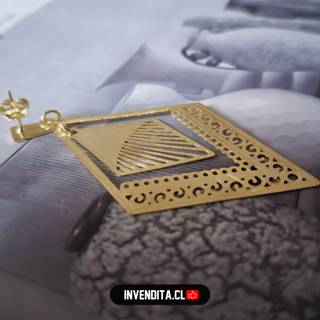 Aros enchapados en oro doble hoja con detalles en hilo