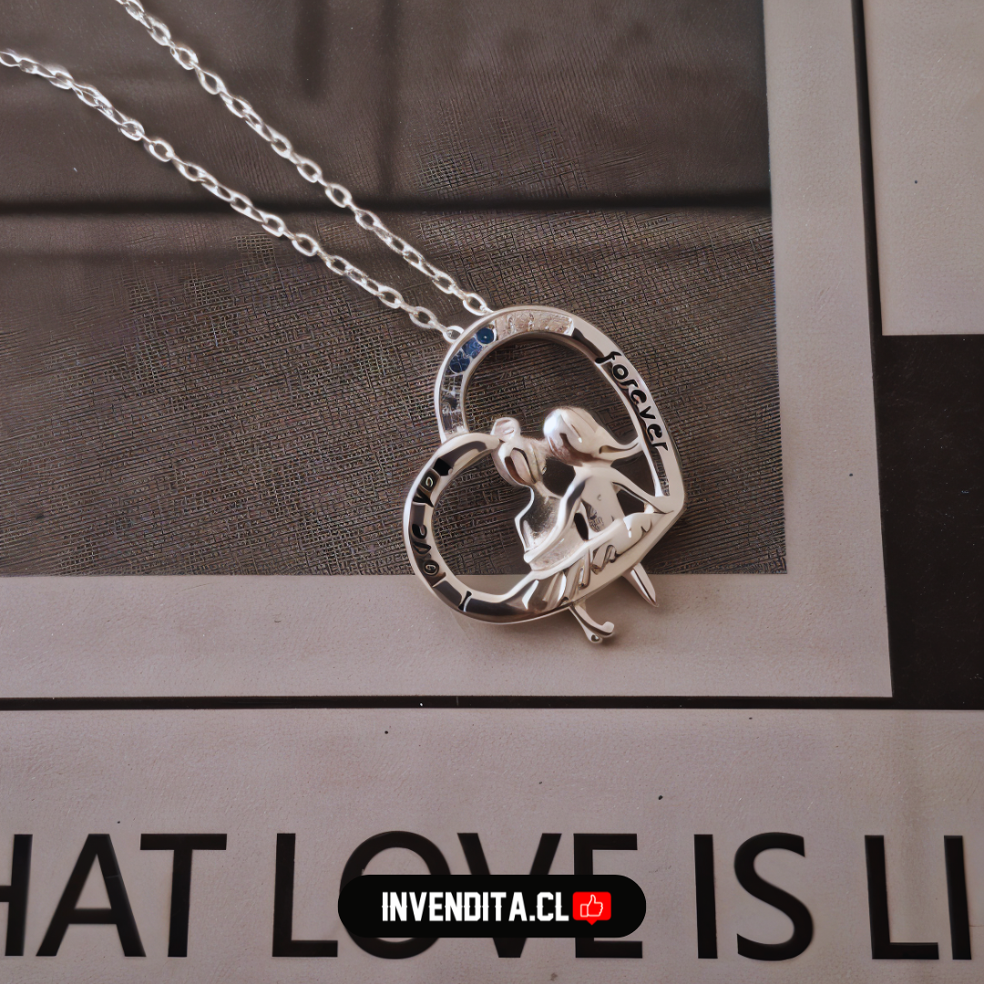 Collar de plata 925 corazón madre e hija con circones